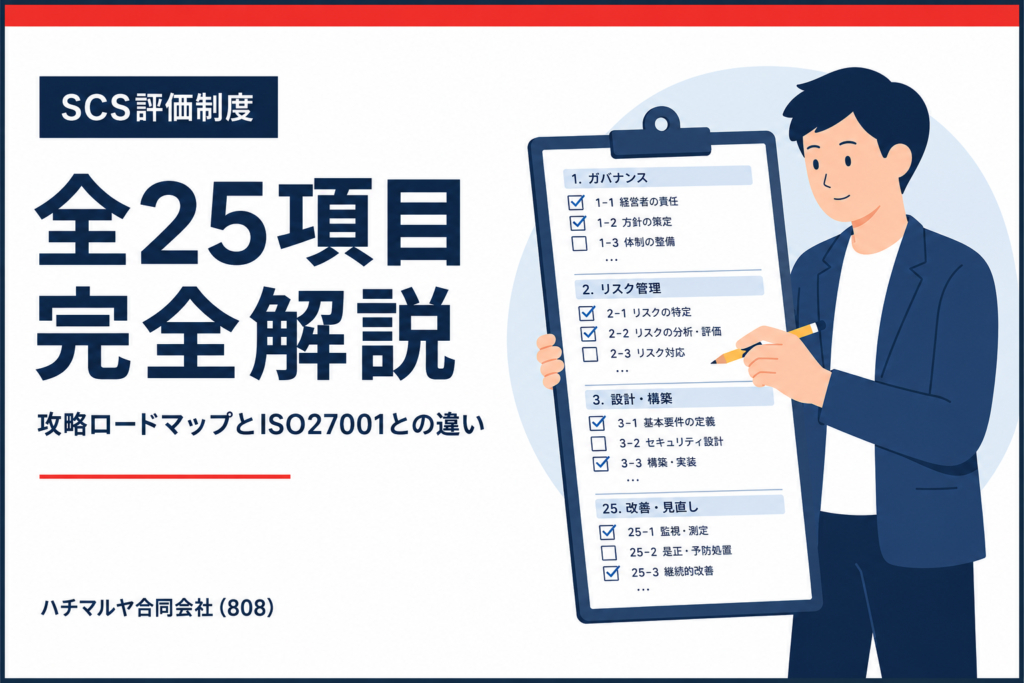 SCS評価制度の全25項目と攻略ロードマップ——ISO27001との違いも解説｜ハチマルヤ合同会社（808）